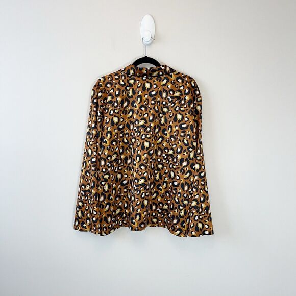 Express X Ladygang Animal Print Blouse Pajama Style Button Down Women’s Size XL - Picture 3 of 9